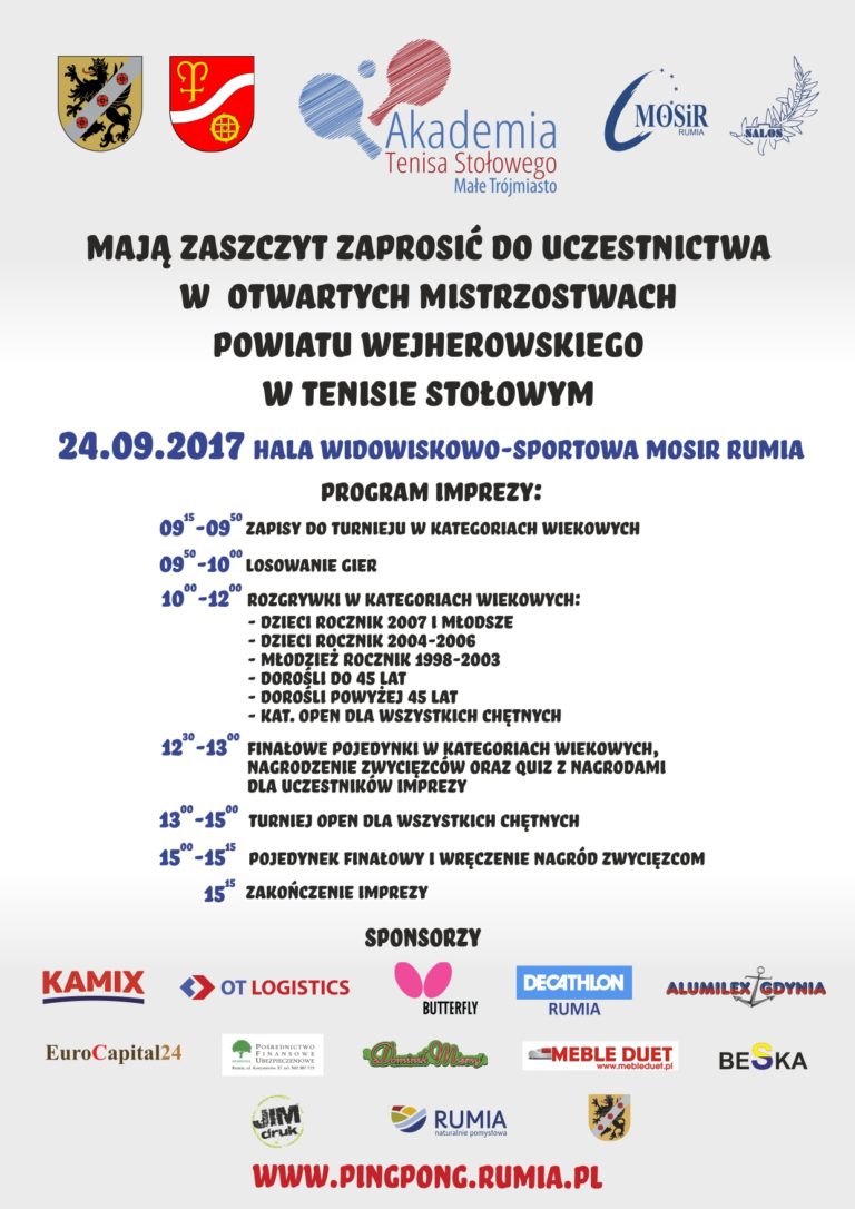 OTWARTE MISTRZOSTWA POWIATU W TENISIE STOŁOWYM OTWARTE MISTRZOSTWA POWIATU W TENISIE STOŁOWYM