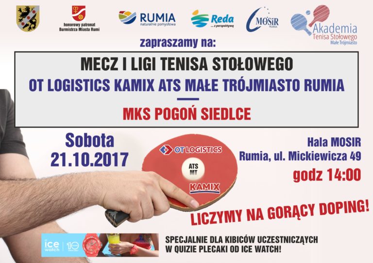 Zapraszamy do Rumi na mecz I Ligi tenisa stołowego. Emocje gwarantowane. Zapraszamy do Rumi na mecz I Ligi tenisa stołowego. Emocje gwarantowane.