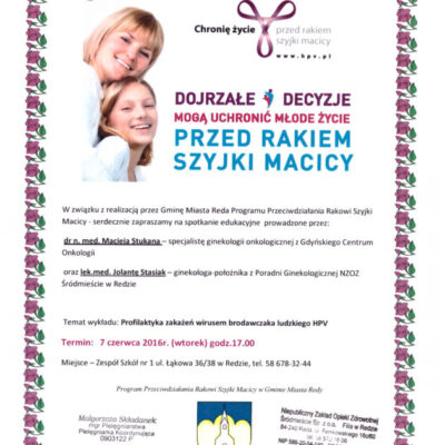 Program przeciwdziałania rakowi szyjki macicy w Gminie Miasto Reda