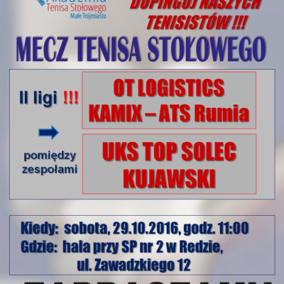 Zapraszamy na mecz tenisa stołowego!