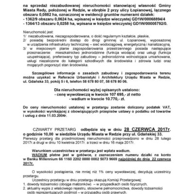 CZWARTY PRZETARG USTNY NIEOGRANICZONY