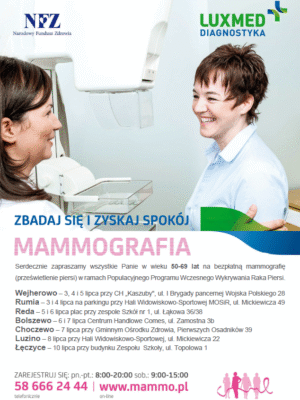 ZAPRASZAMY NA BEZPŁATNĄ MAMMOGRAFIĘ