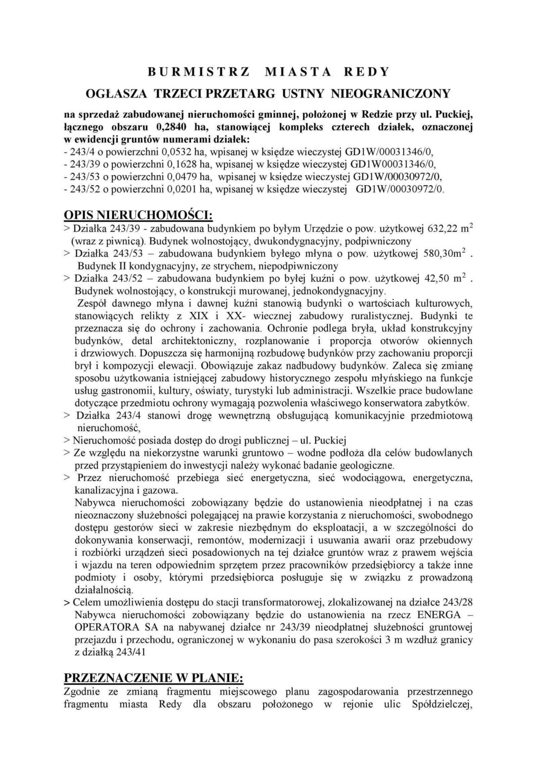 III PRZETARG