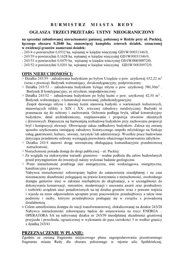 III PRZETARG