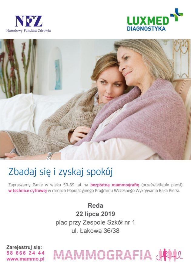 Zapraszamy na bezpłatne badania mammograficzne! Zapraszamy na bezpłatne badania mammograficzne!