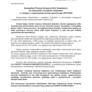 Komunikat Prezesa Krajowej Izby Kominiarzy Komunikat Prezesa Krajowej Izby Kominiarzy