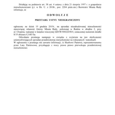 UWAGA odwołanie przetargu