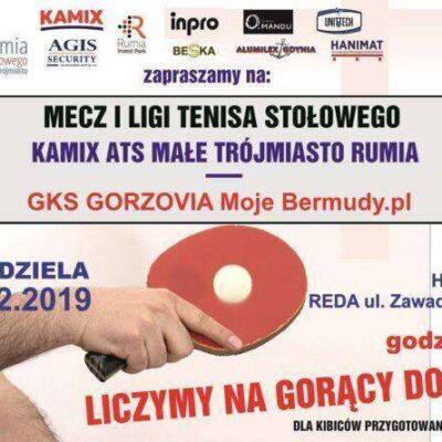 Zapraszamy na mecz I Ligi Tenisa Stołowego – niedziela 15.12.19 godz. 16:00