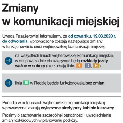 Zmiany w komunikacji miejskiej od czwartku, 19 marca