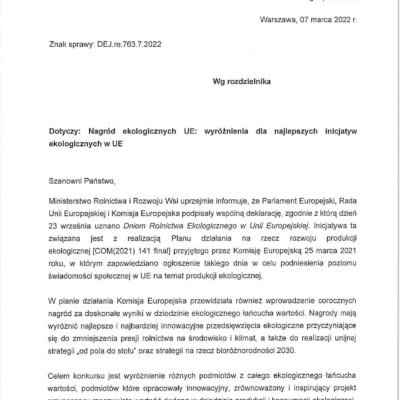 Nagrody ekologiczne UE – Konkurs inicjatyw ekologicznych