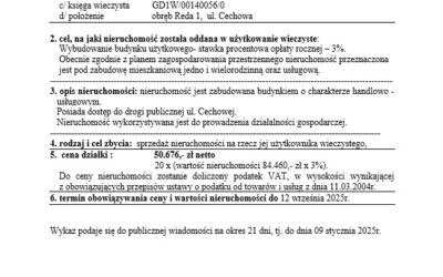 Załącznik do Zarządzenia Nr GN.27.2024 Burmistrza Miasta Redy