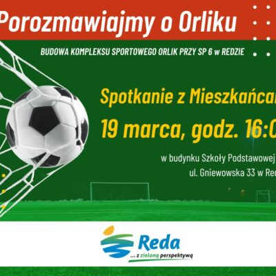 Spotkanie informacyjne dotyczące budowy Orlika przy Szkole Podstawowej nr 6 w Redzie