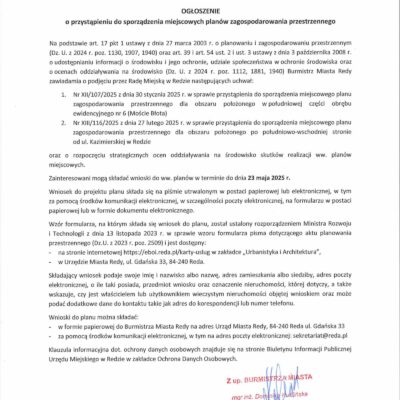 Kazimierska Mościa Błota Ogłoszenie Podpisane