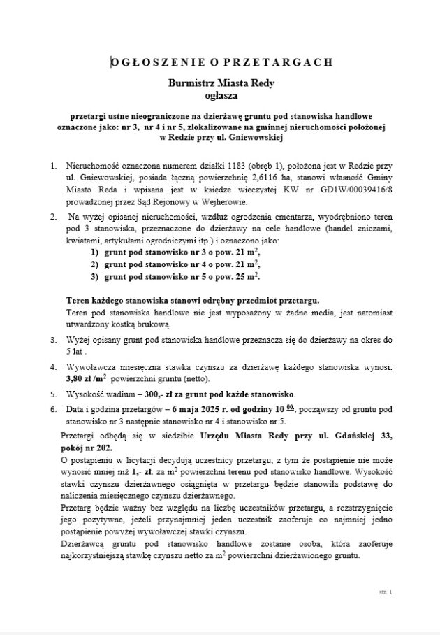 Ogłoszenie O Przetargu 1.04.2025 1