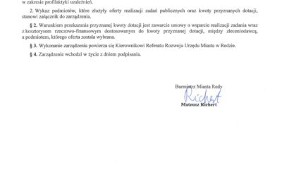 Rozstrzygnięcie Otwartego Konkursu Ofert na realizację zadań publicznych Gminy Miasto Reda w 2025 r. z zakresu profilaktyki uzależnień