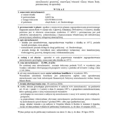 Wykaz do Zarządzenia Nr GN.20.2025