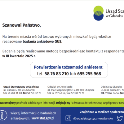 Na terenie miasta wśród losowo wybranych mieszkań będą wkrótce realizowane badania ankietowe GUS.