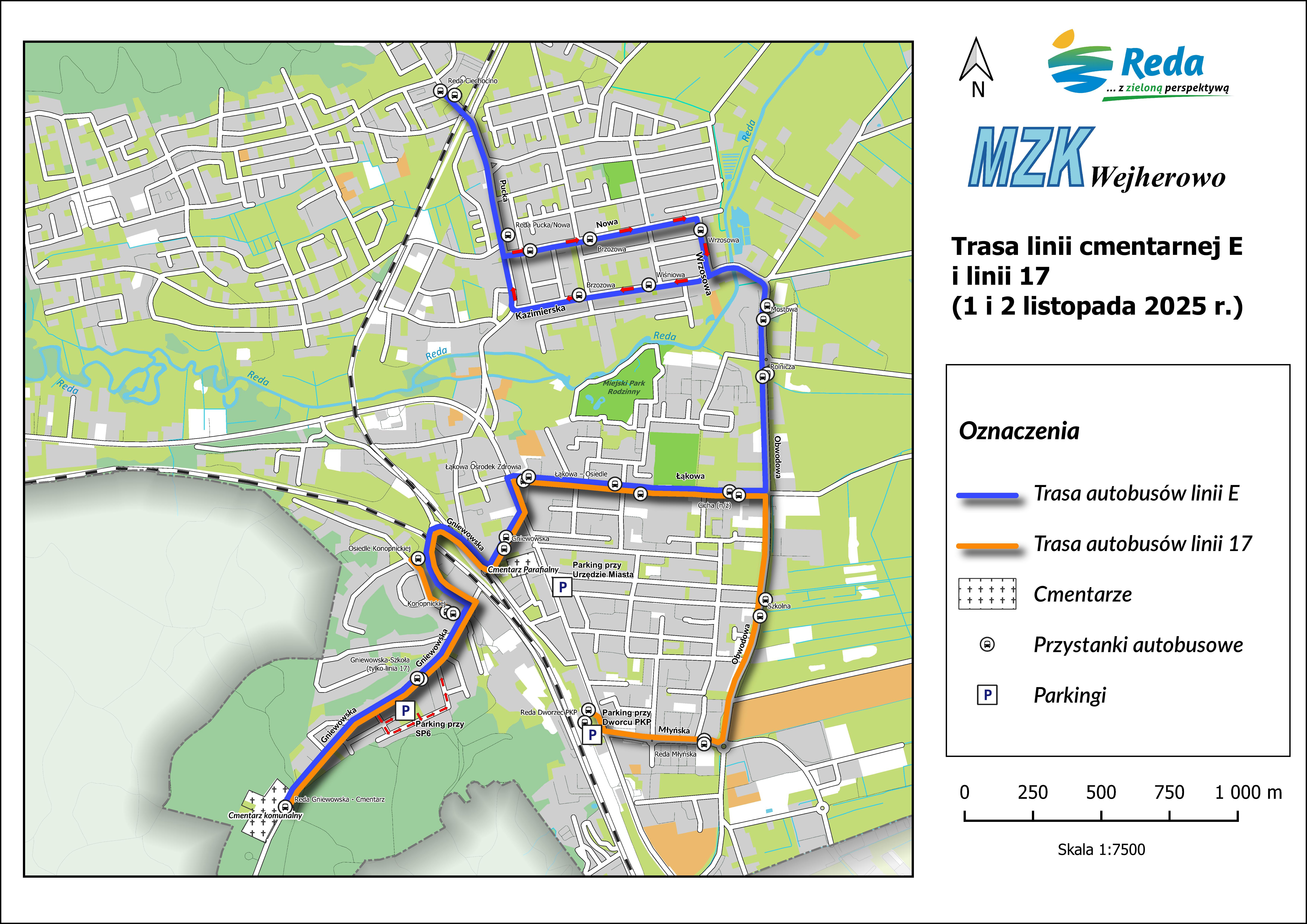 Mapa(autobus E, Autobus 17)