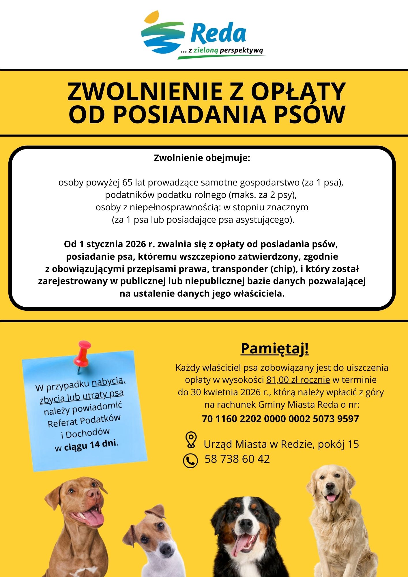 Plakat Zwolnienie Od Opłaty Od Posiadania Psa