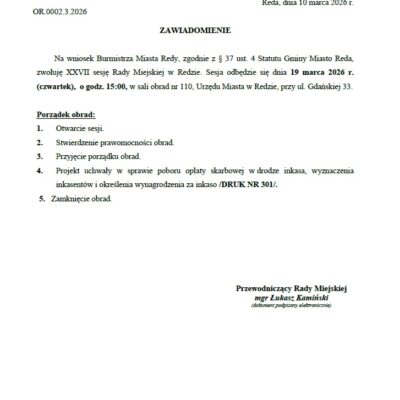 Zawiadomienie O Sesji 19.03.2026